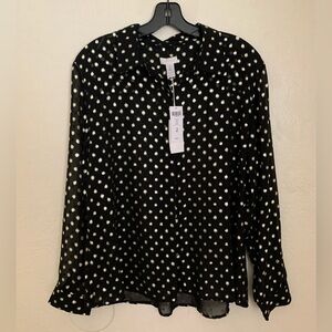 NWT Chico’s Metallic Dot Tresa Top Sheer Women’s Size Large